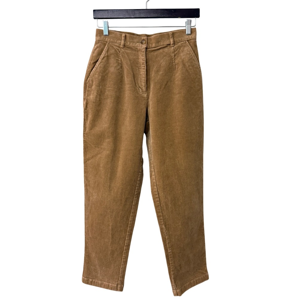 LL Bean Women Brown Corduroy Original Fit Pant Academia Cotton Size 6P High Rise